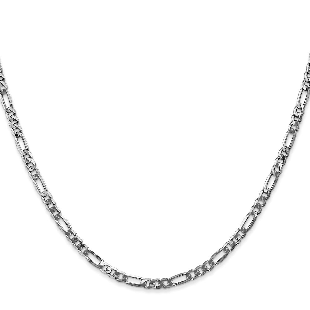14K White Gold 3mm Flat Figaro with Lobster Clasp Chain