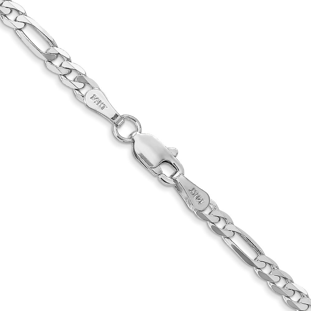 14K White Gold 3mm Flat Figaro with Lobster Clasp Chain