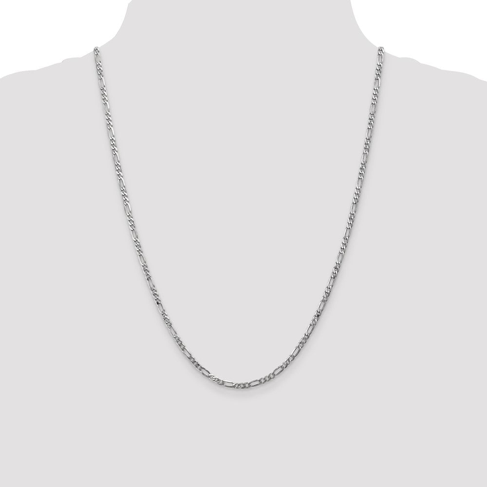 14K White Gold 3mm Flat Figaro with Lobster Clasp Chain