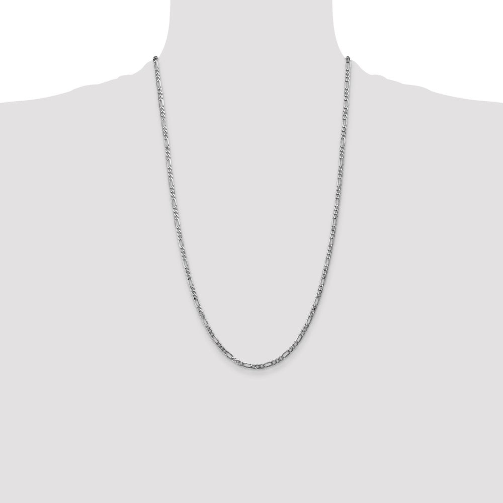 14K White Gold 3mm Flat Figaro with Lobster Clasp Chain