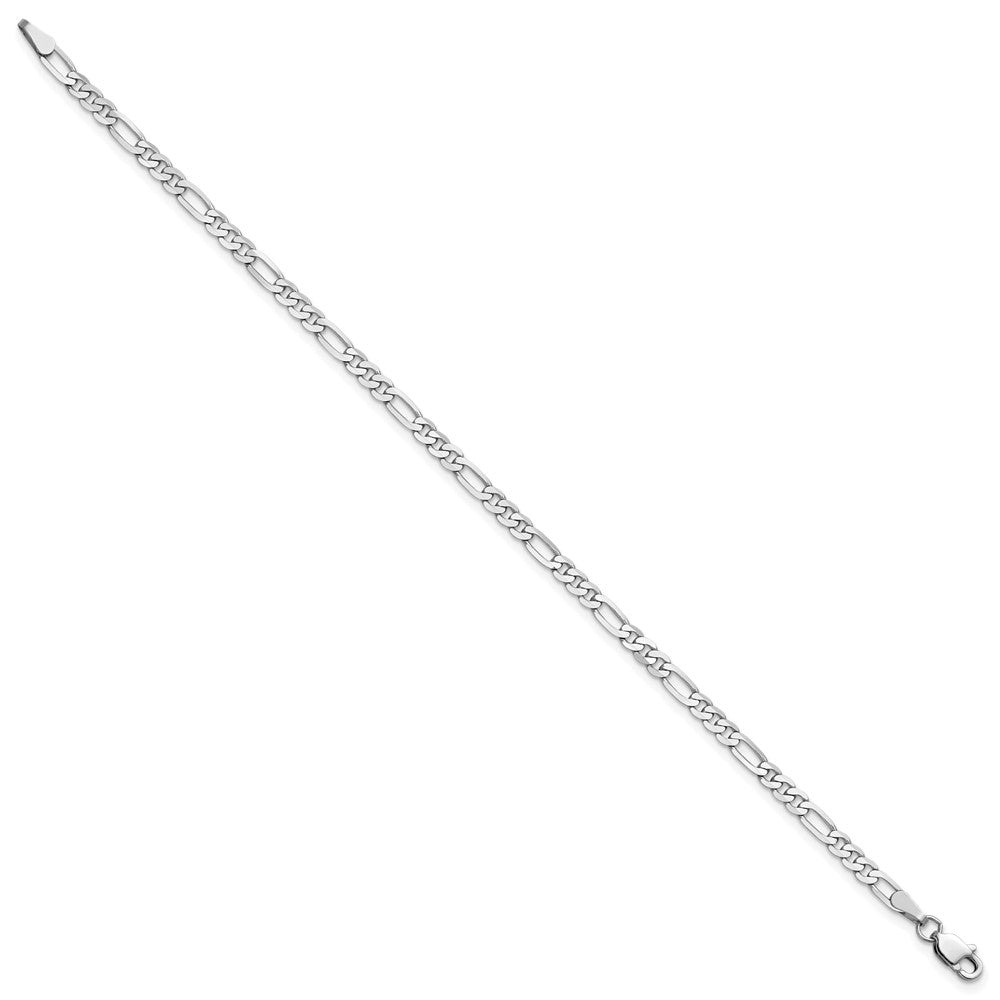14K White Gold 3mm Flat Figaro with Lobster Clasp Anklet