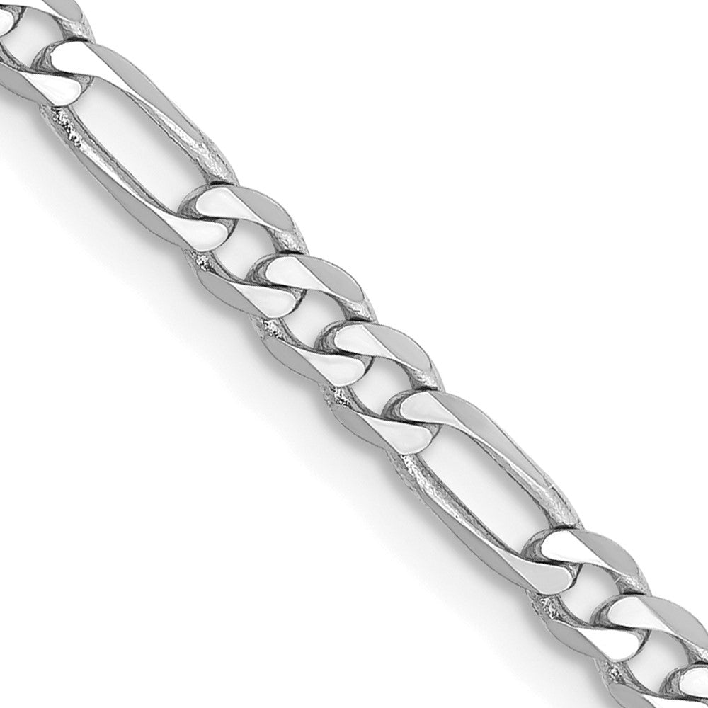 14K White Gold 3mm Flat Figaro with Lobster Clasp Chain
