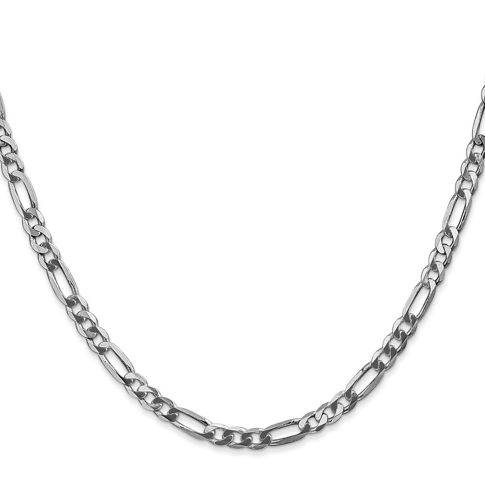 14K White Gold 4mm Flat Figaro with Lobster Clasp Chain