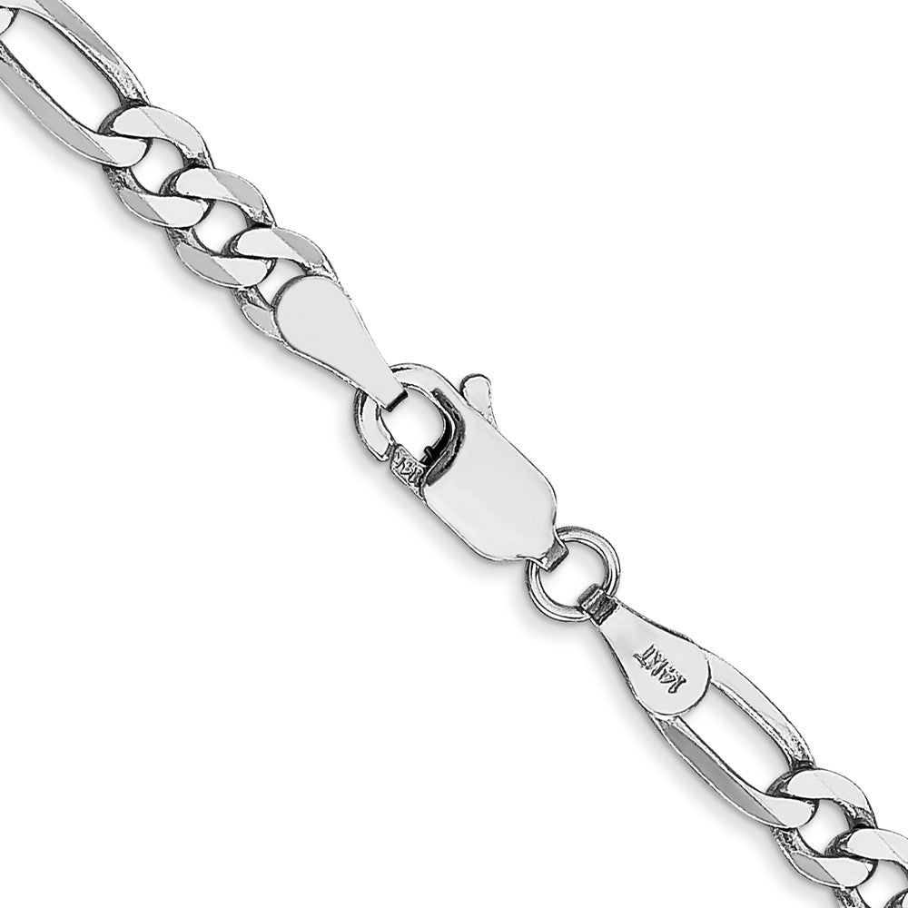 14K White Gold 4mm Flat Figaro with Lobster Clasp Chain