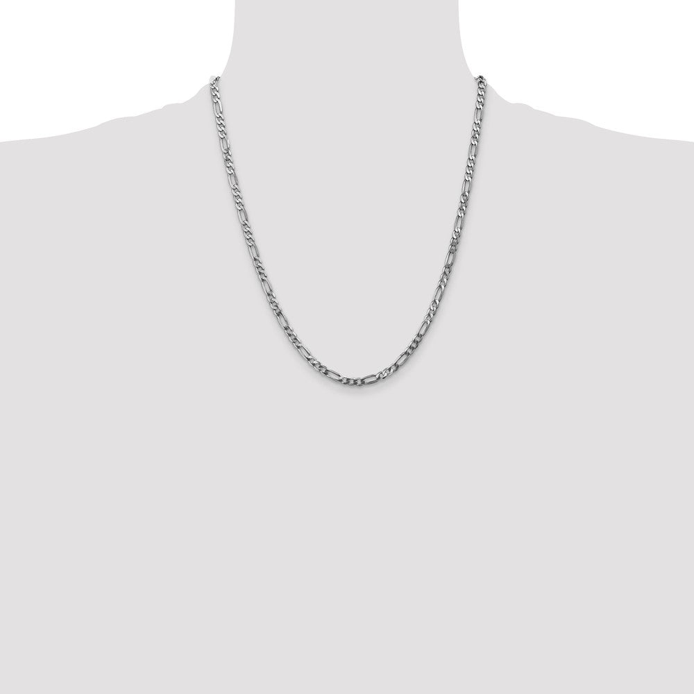 14K White Gold 4mm Flat Figaro with Lobster Clasp Chain
