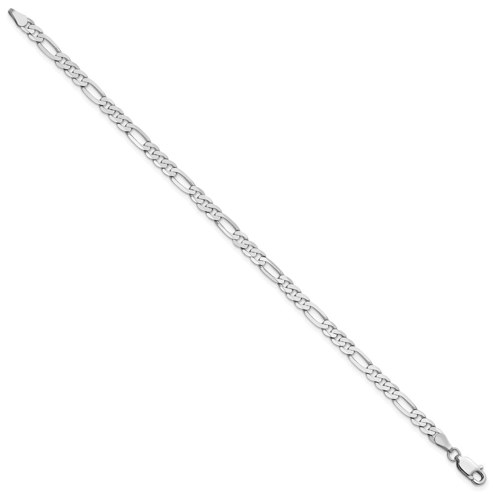 14k White Gold 4mm Flat Figaro Chain