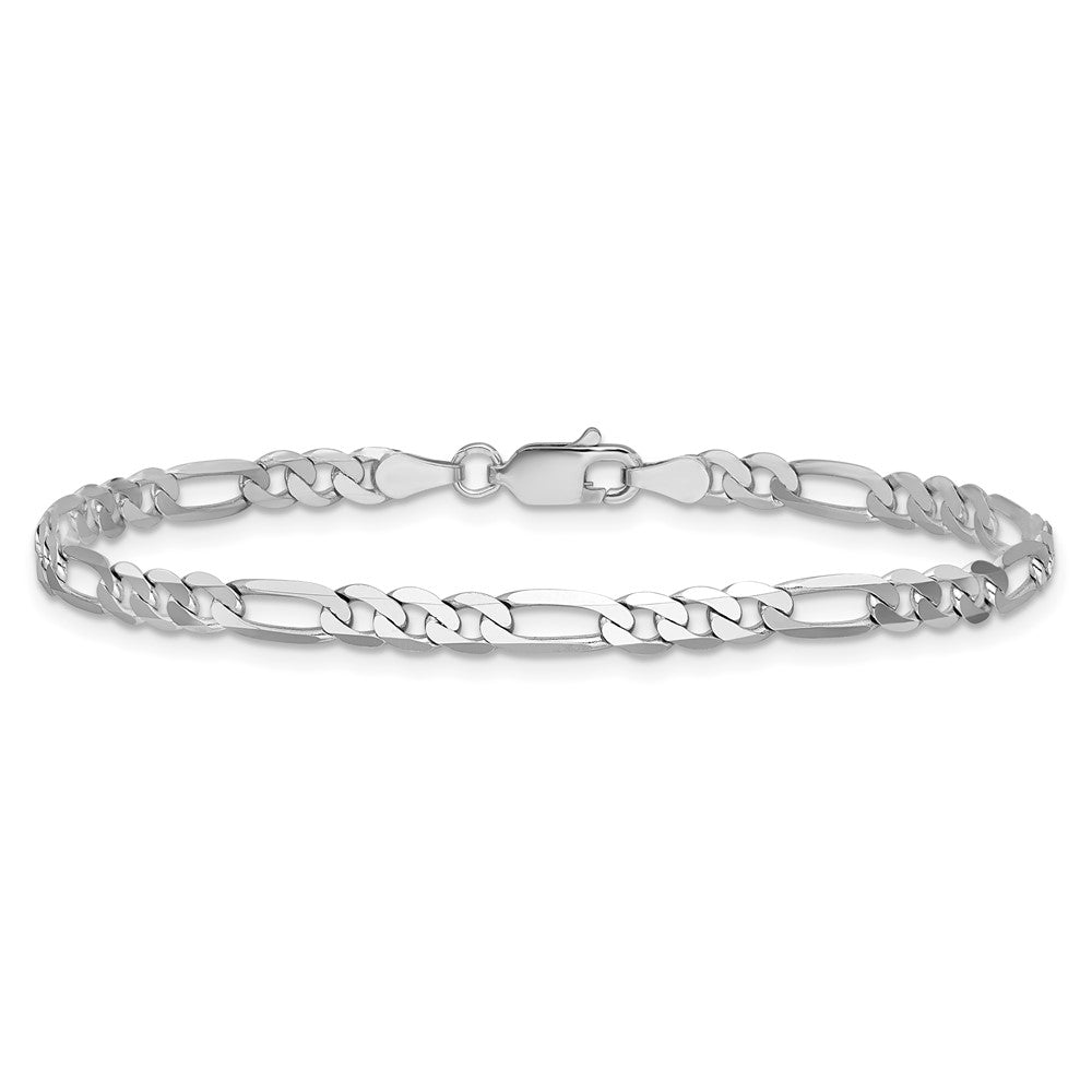14k White Gold 4mm Flat Figaro Chain