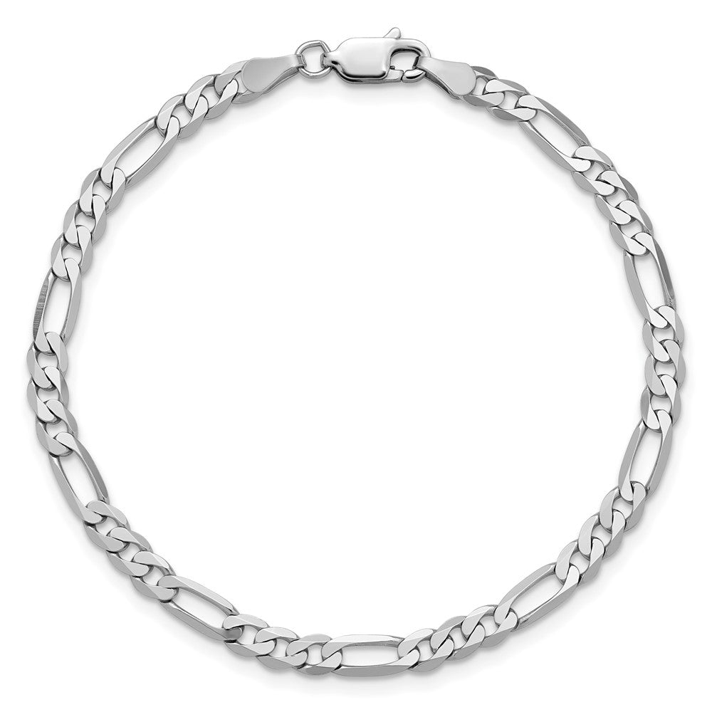 14k White Gold 4mm Flat Figaro Chain