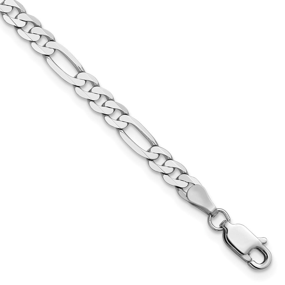 14K White Gold 4mm Flat Figaro with Lobster Clasp Bracelet
