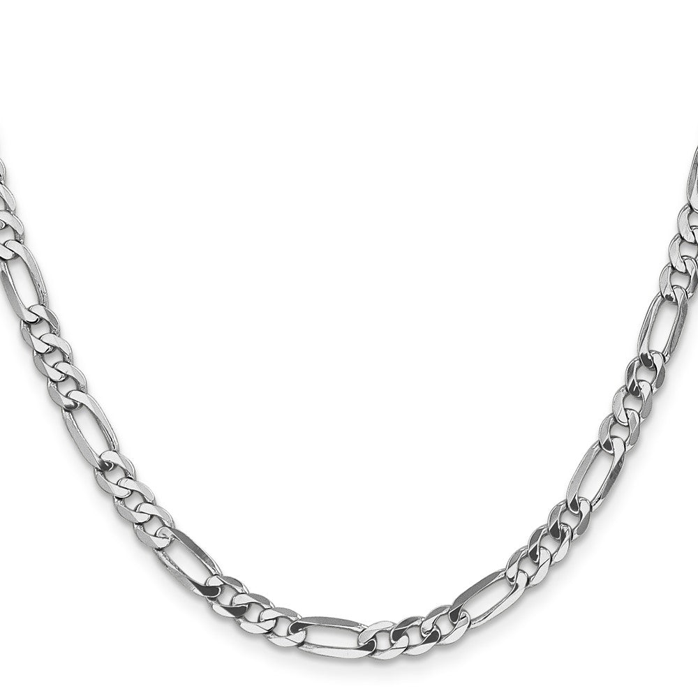 14K White Gold 4.5mm Flat Figaro with Lobster Clasp Chain