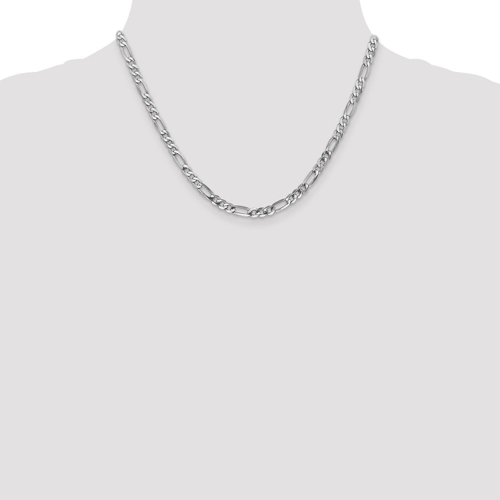 14K White Gold 4.5mm Flat Figaro with Lobster Clasp Chain