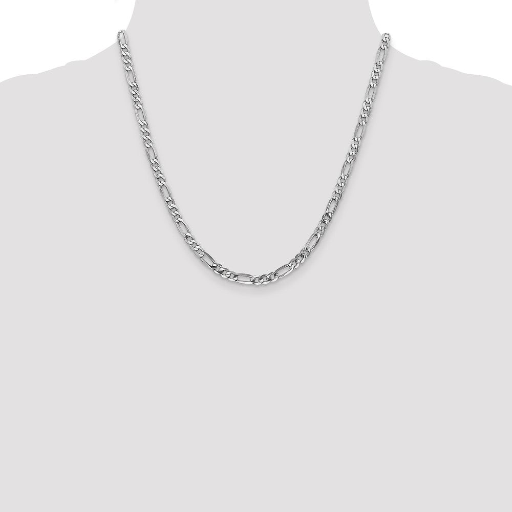 14K White Gold 4.5mm Flat Figaro with Lobster Clasp Chain