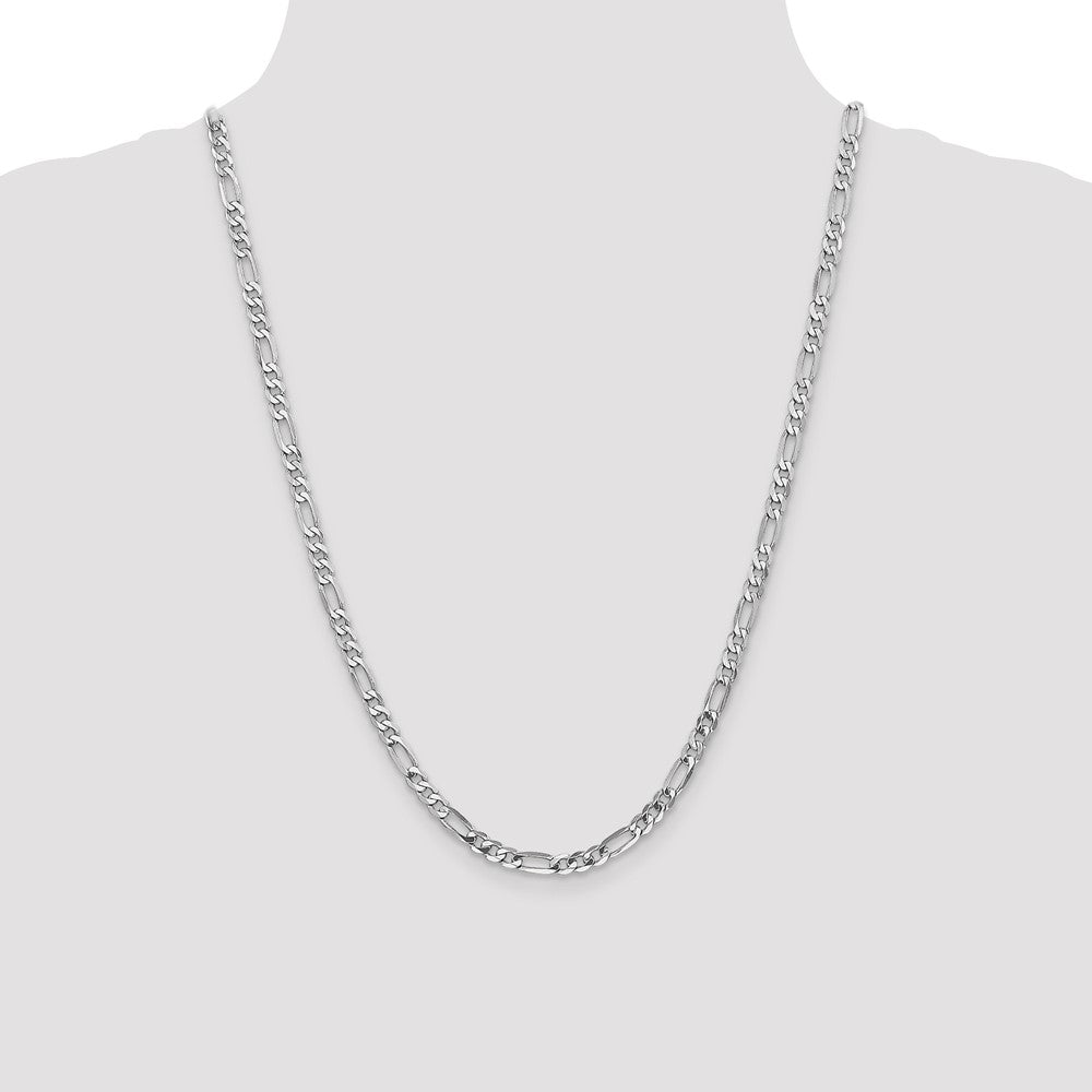 14K White Gold 4.5mm Flat Figaro with Lobster Clasp Chain