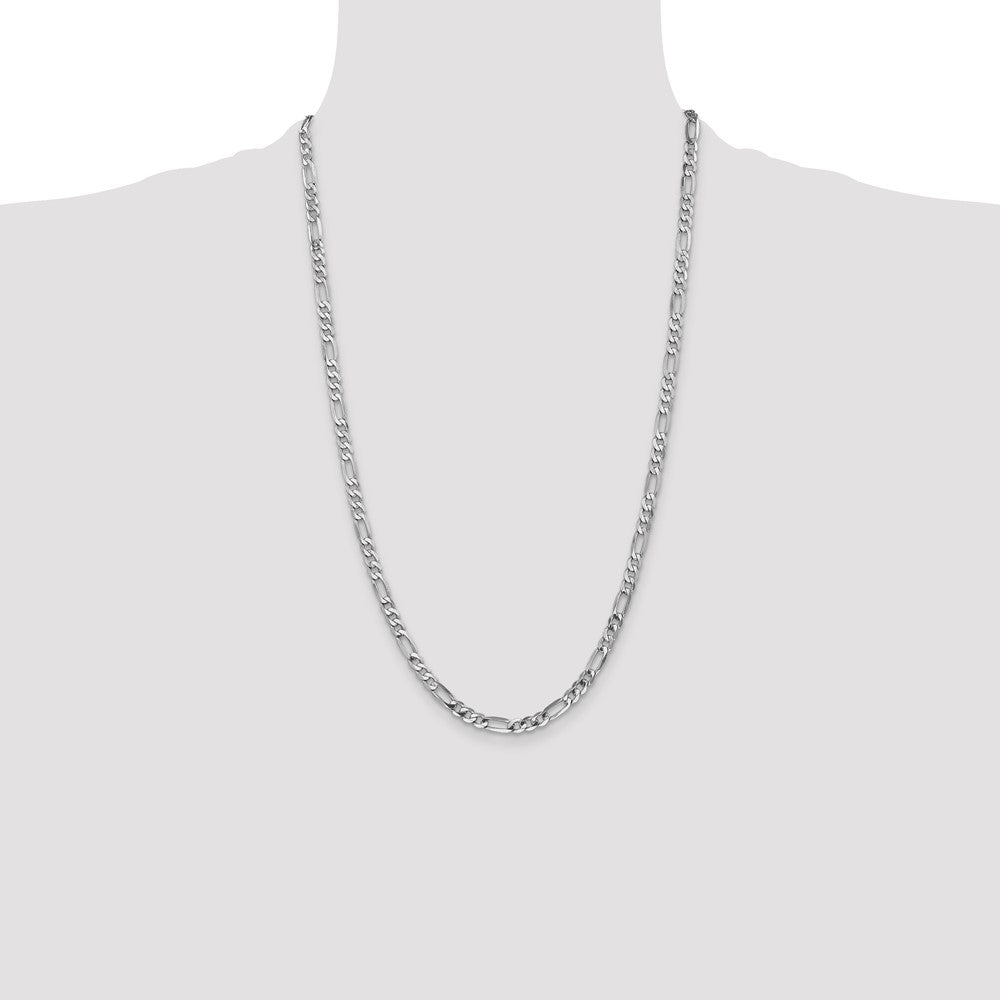 14K White Gold 4.5mm Flat Figaro with Lobster Clasp Chain