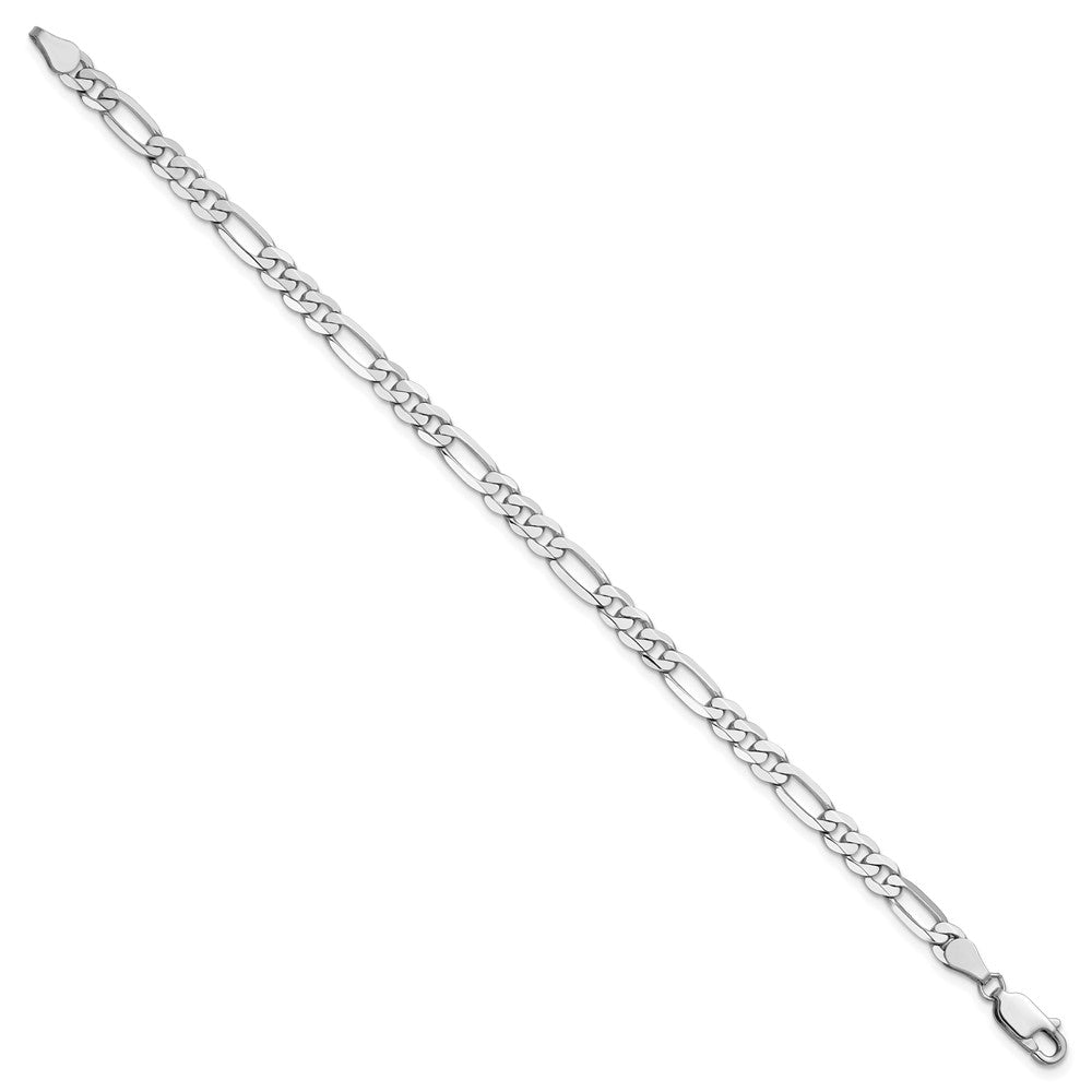 14k White Gold 4.5mm Flat Figaro Chain