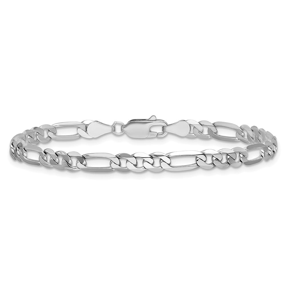 14k White Gold 4.5mm Flat Figaro Chain