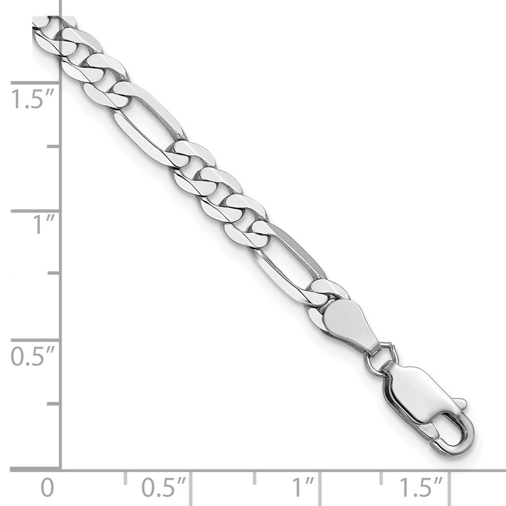 14k White Gold 4.5mm Flat Figaro Chain