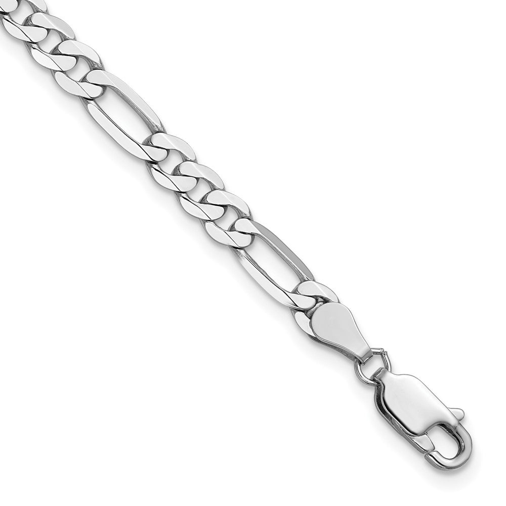 14K White Gold 4.5mm Flat Figaro with Lobster Clasp Chain