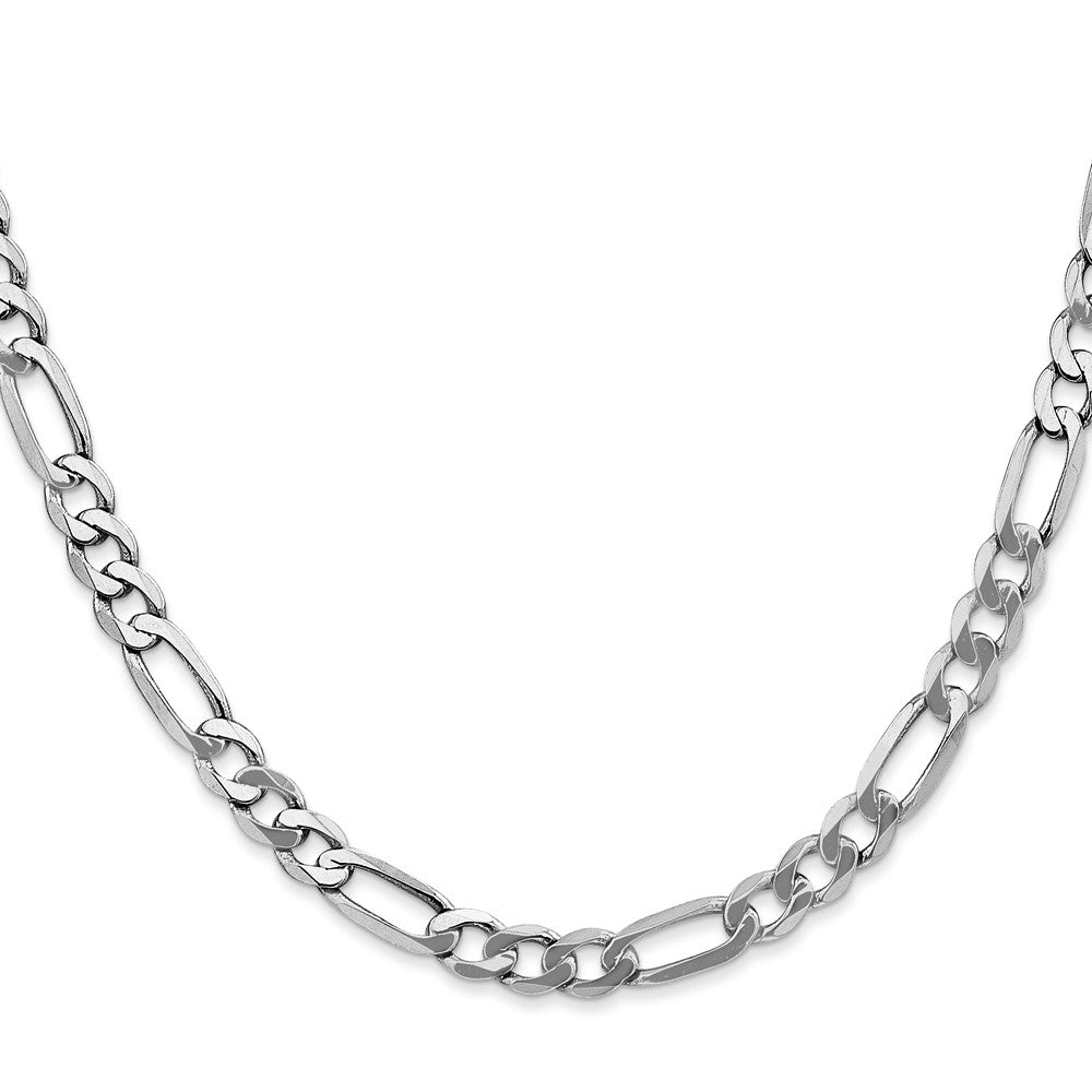 14K White Gold 5.5mm Flat Figaro with Lobster Clasp Chain