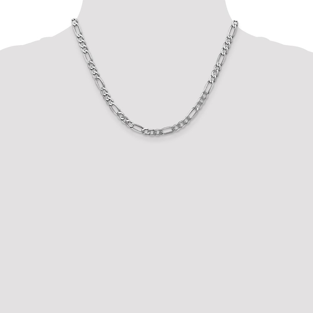 14K White Gold 5.5mm Flat Figaro with Lobster Clasp Chain
