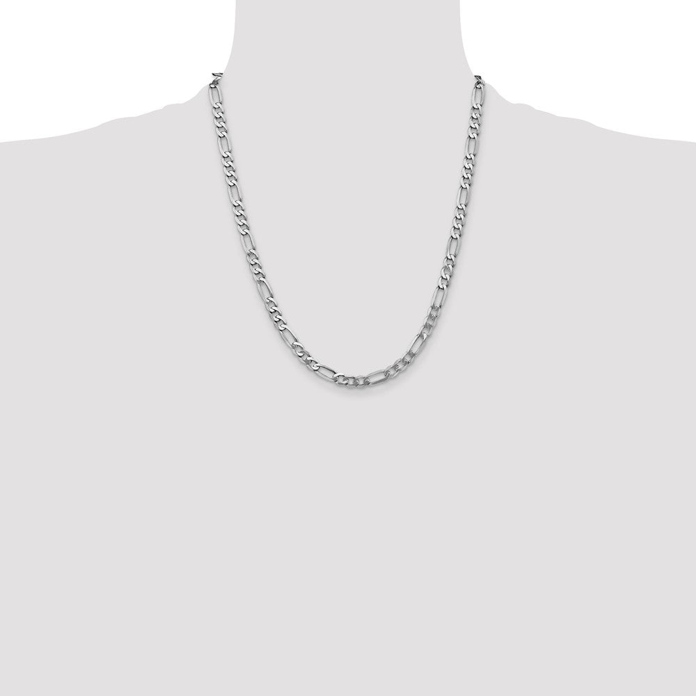 14K White Gold 5.5mm Flat Figaro with Lobster Clasp Chain