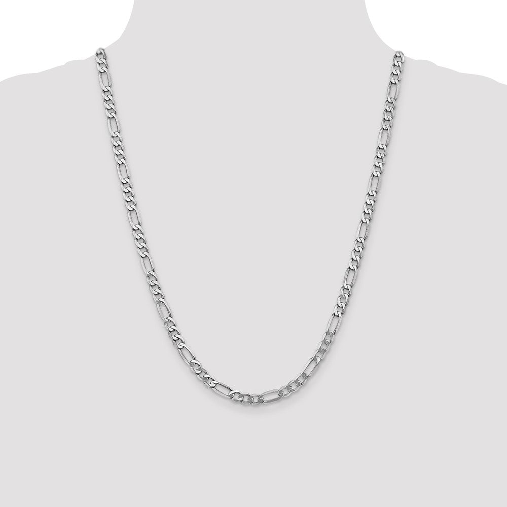 14K White Gold 5.5mm Flat Figaro with Lobster Clasp Chain