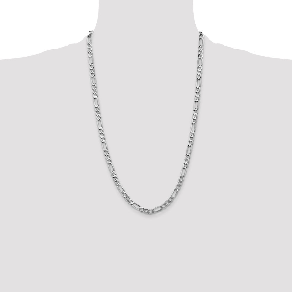 14K White Gold 5.5mm Flat Figaro with Lobster Clasp Chain