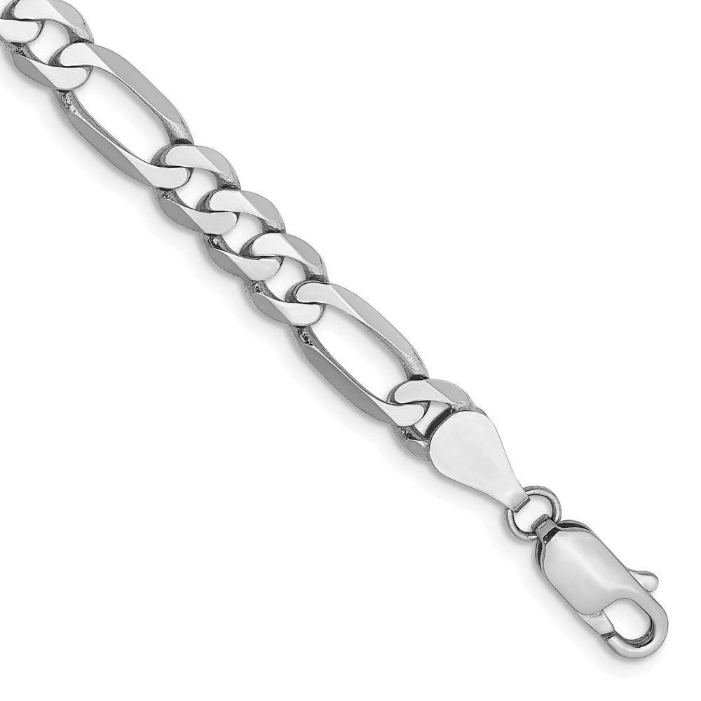 14K White Gold 5.5mm Flat Figaro with Lobster Clasp Chain