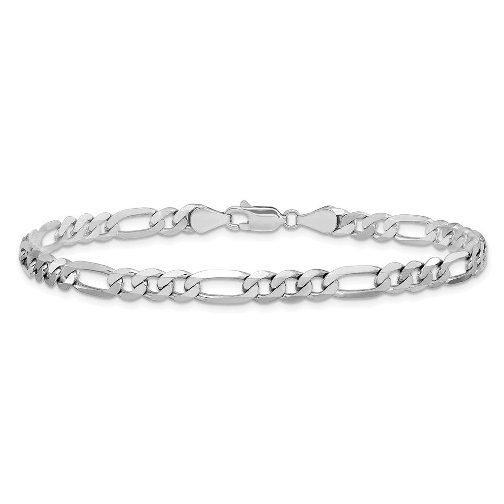 14K White Gold 5.5mm Flat Figaro with Lobster Clasp Chain