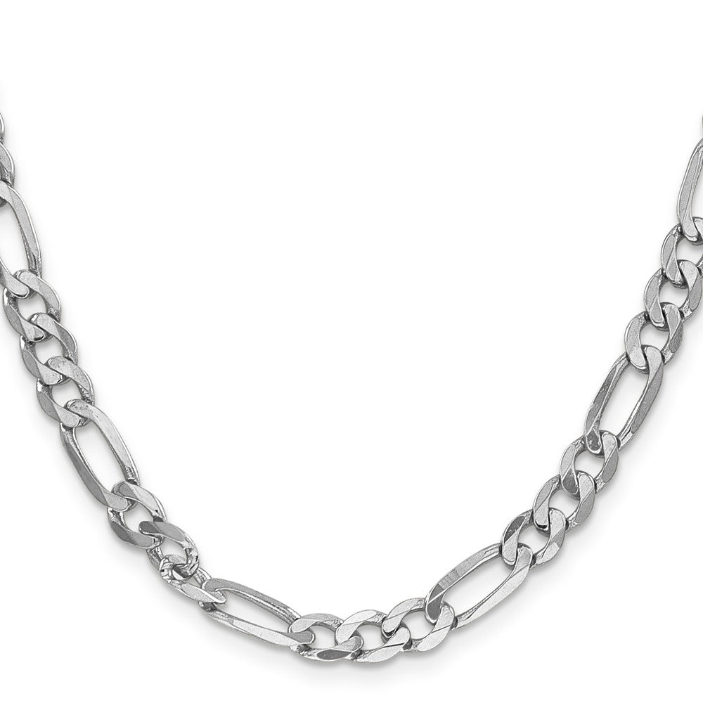 14K White Gold 6mm Flat Figaro with Lobster Clasp Chain