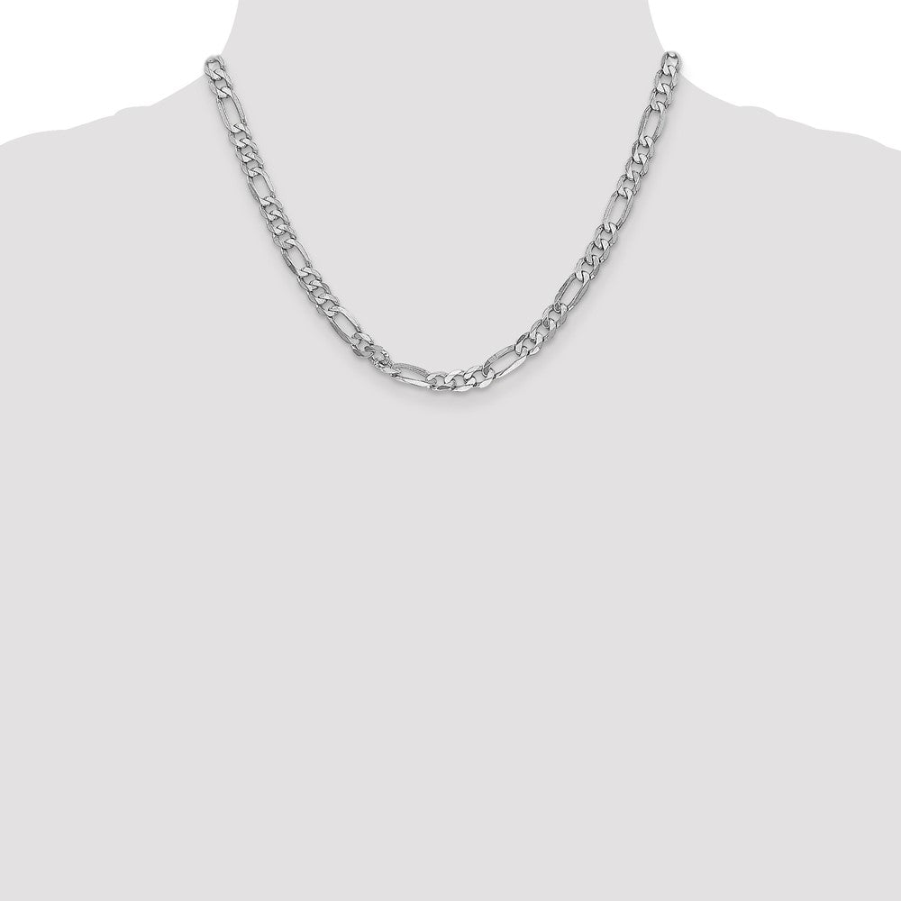 14K White Gold 6mm Flat Figaro with Lobster Clasp Chain