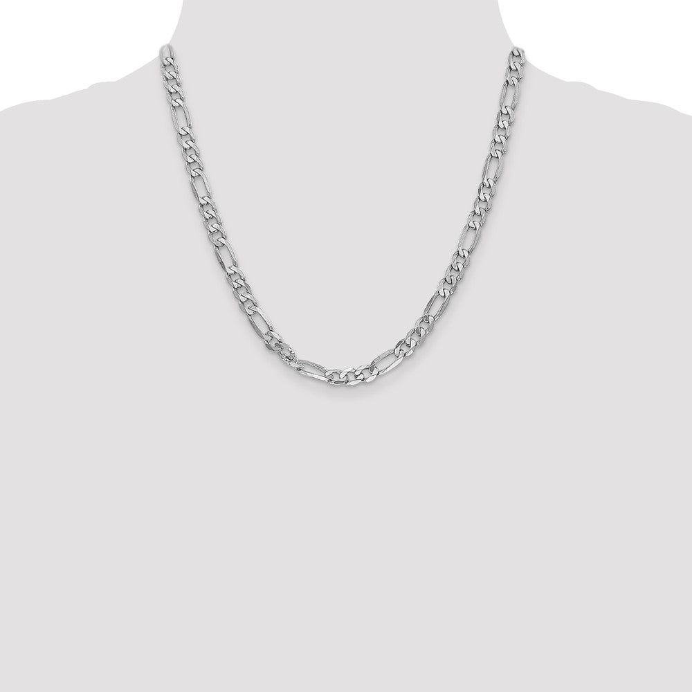 14K White Gold 6mm Flat Figaro with Lobster Clasp Chain