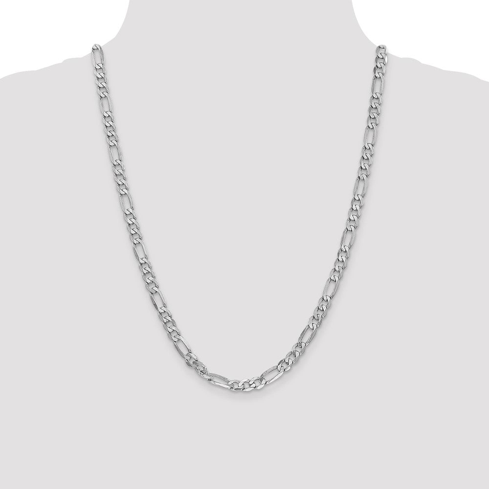 14K White Gold 6mm Flat Figaro with Lobster Clasp Chain