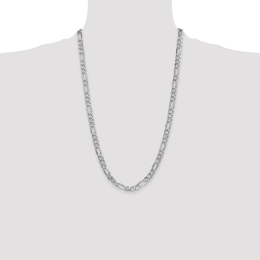 14K White Gold 6mm Flat Figaro with Lobster Clasp Chain
