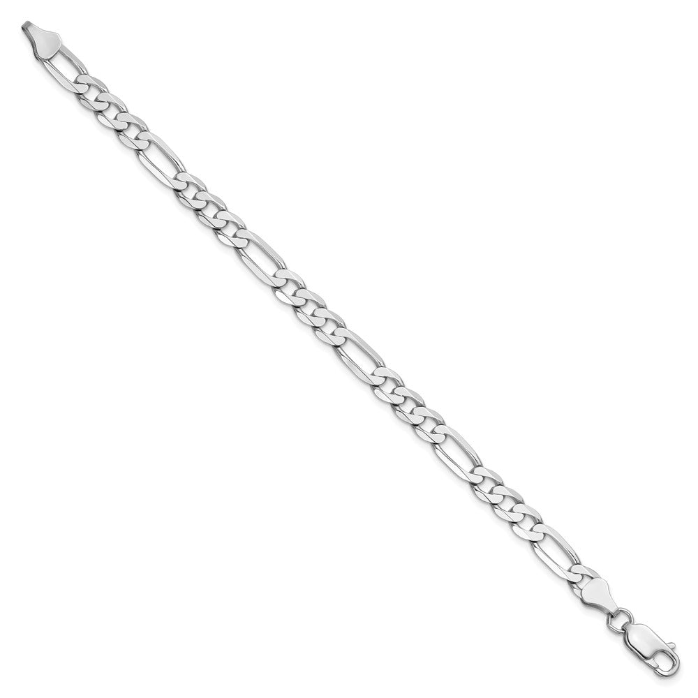 14K White Gold 6mm Flat Figaro with Lobster Clasp Chain