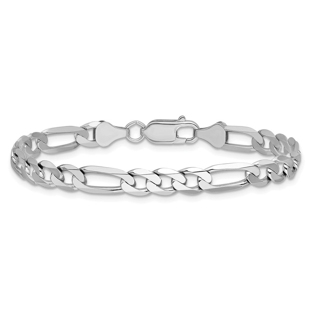 14K White Gold 6mm Flat Figaro with Lobster Clasp Chain