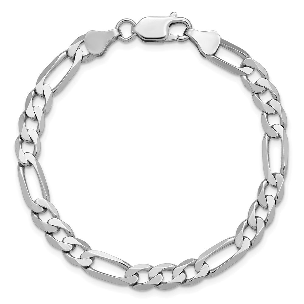 14K White Gold 6mm Flat Figaro with Lobster Clasp Chain