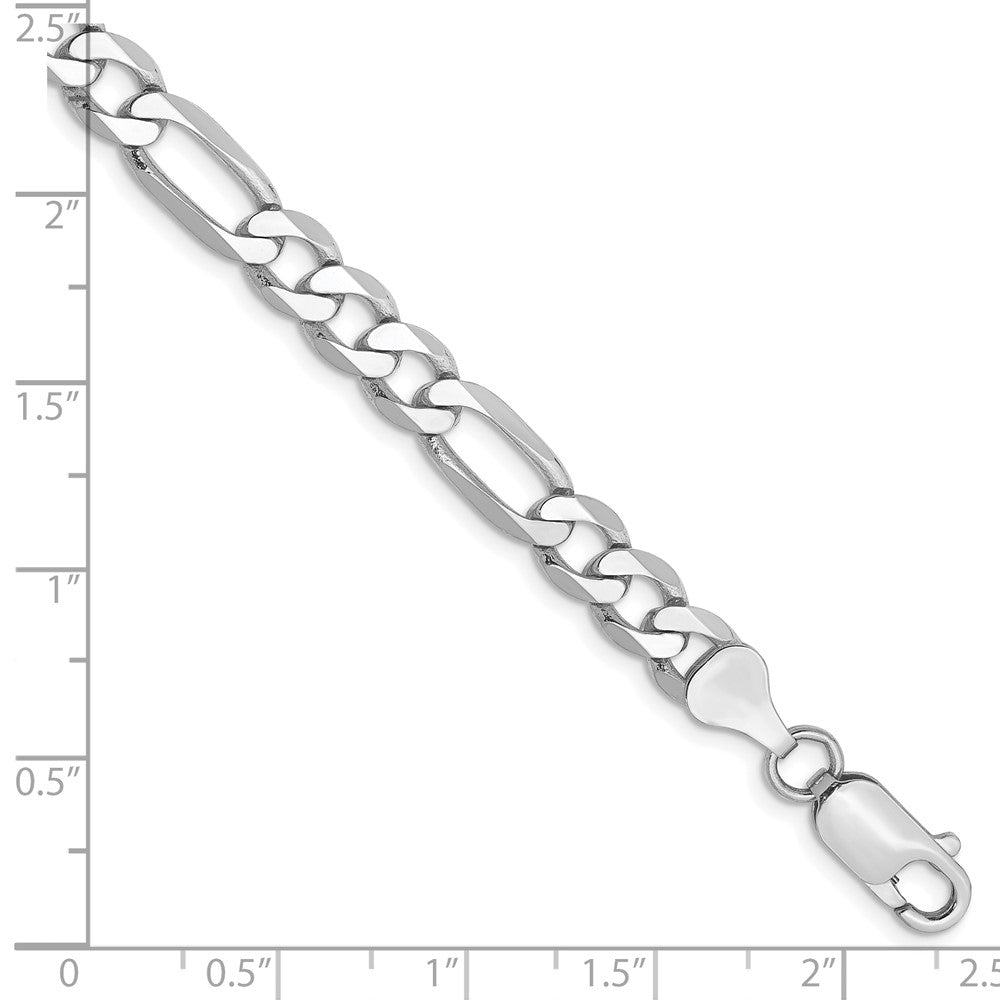 14K White Gold 6mm Flat Figaro with Lobster Clasp Chain