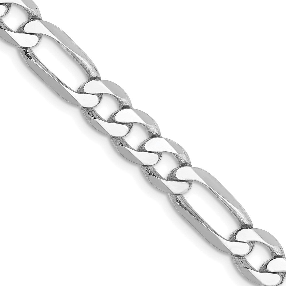 14K White Gold 6mm Flat Figaro with Lobster Clasp Chain