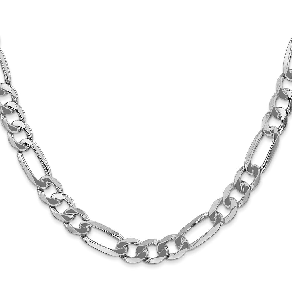 14K White Gold 7mm Flat Figaro with Lobster Clasp Chain
