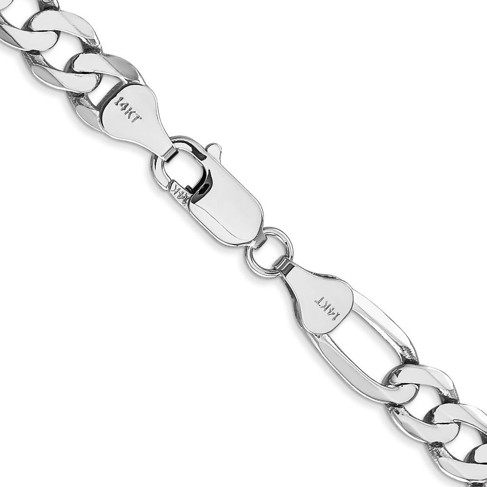 14K White Gold 7mm Flat Figaro with Lobster Clasp Chain