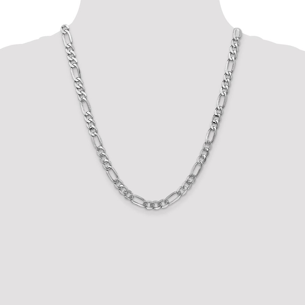 14K White Gold 7mm Flat Figaro with Lobster Clasp Chain