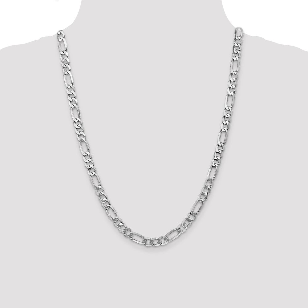 14K White Gold 7mm Flat Figaro with Lobster Clasp Chain
