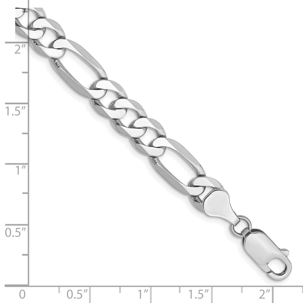 14K White Gold 7mm Flat Figaro with Lobster Clasp Chain