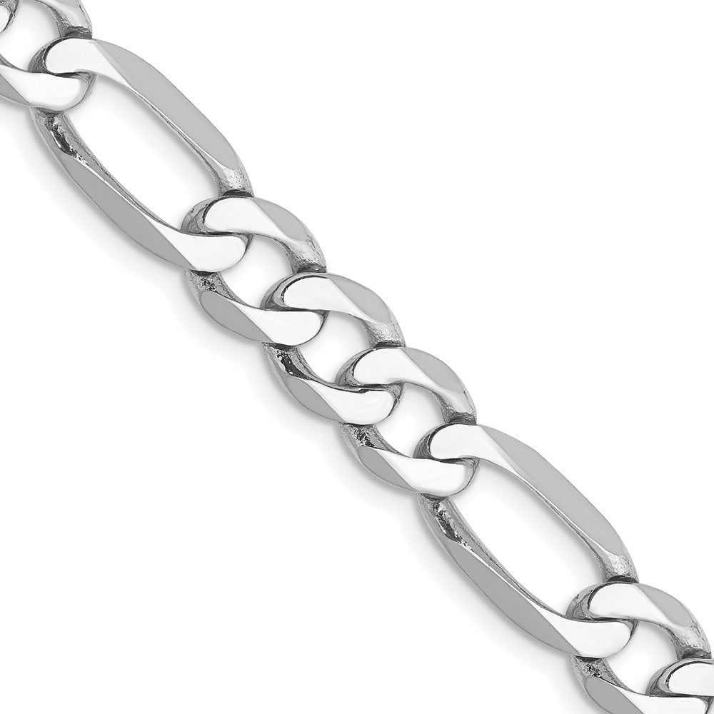 14K White Gold 7mm Flat Figaro with Lobster Clasp Chain