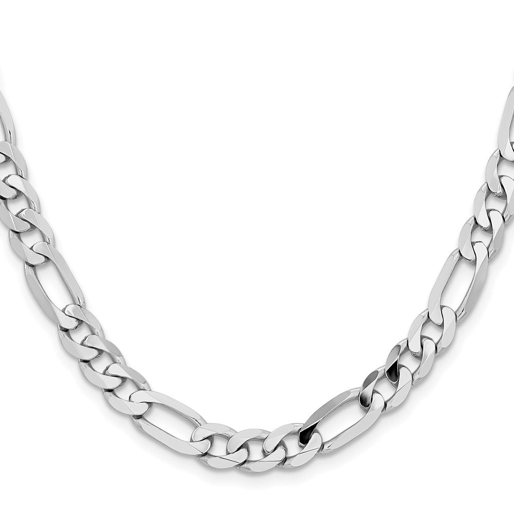 14K White Gold 7.5mm Flat Figaro with Lobster Clasp Chain
