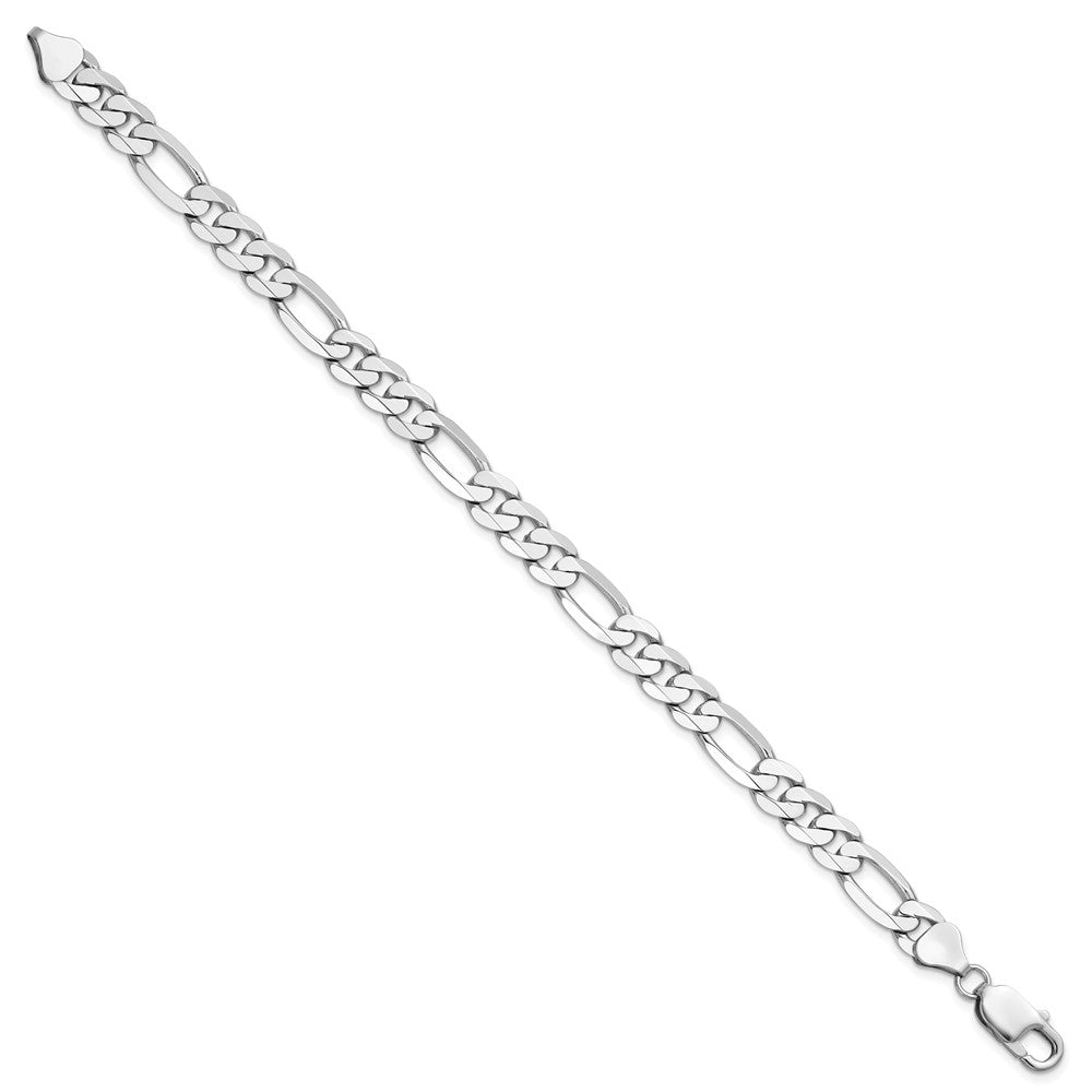 14K White Gold 7.5mm Flat Figaro with Lobster Clasp Chain