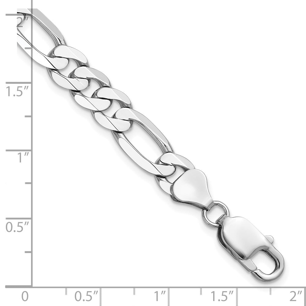 14K White Gold 7.5mm Flat Figaro with Lobster Clasp Chain