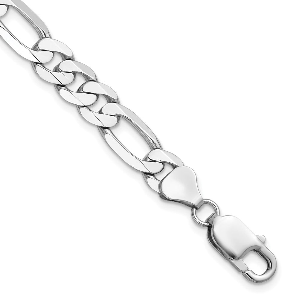 14K White Gold 7.5mm Flat Figaro with Lobster Clasp Chain