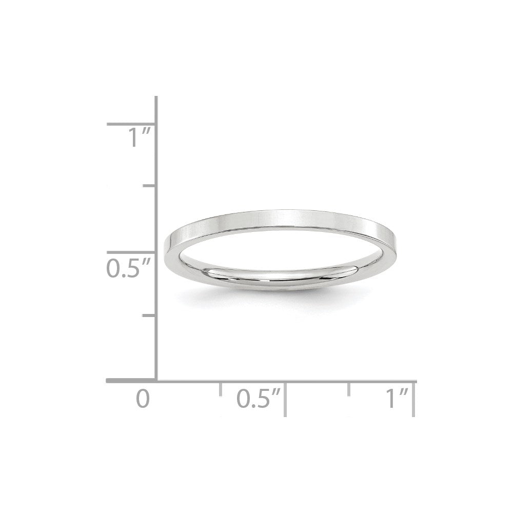 14k White Gold 2mm Standard Weight Flat Comfort Fit Wedding Band